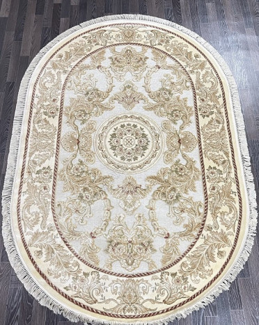 Ковер бельгийский 5054498440 KUNDUZ (Вискоза, кремовый) овальный