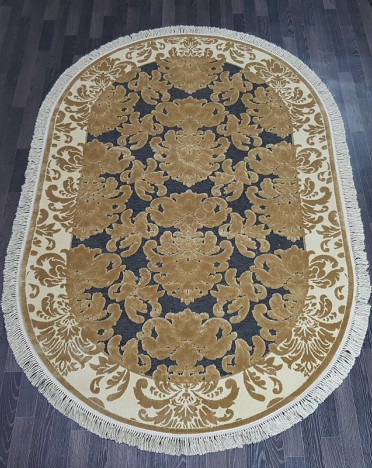 Ковер бельгийский 5138498580 KUNDUZ (Вискоза, бежевый, серый) овальный