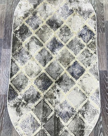 Ковер овальный турецкий AA304A Lisa (Полиэстер хит-сет, синий, серый)