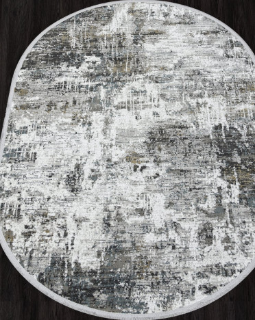 Ковер турецкий C269AJ LORENZO (Полиэстер хит-сет, серый, голубой) овальный