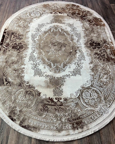 Турецкий ковер овальный Atlantik Hali Deco 10172A (Полиэстер, бежевый)