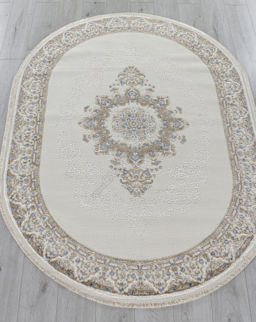 Ковер 27236A - CREAM / BLUE - Овал - коллекция MOSSO