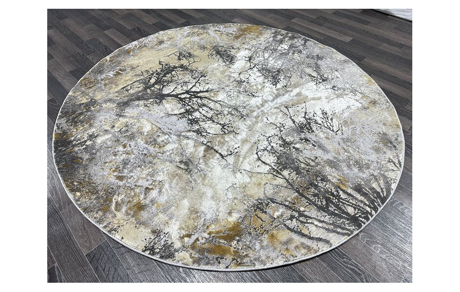 Ковер турецкий Lisa AA630A IVORY MUSTARD круглый