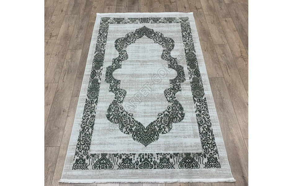 04570B CREAM/D.GREEN DECO